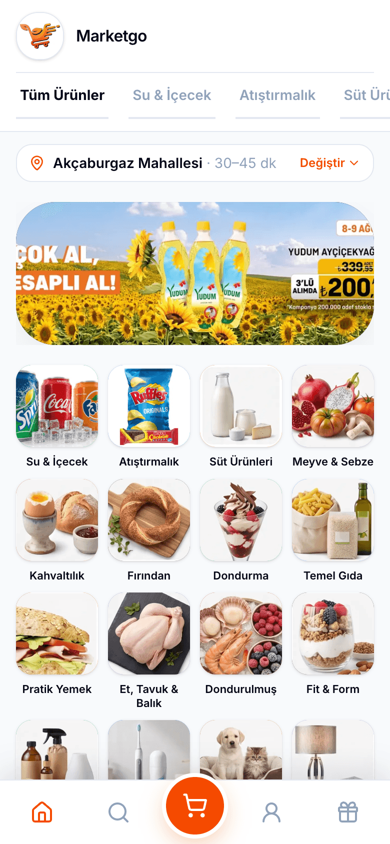 Mağaza başında teslimat adresi ve ortalama teslimat süresi şeridi