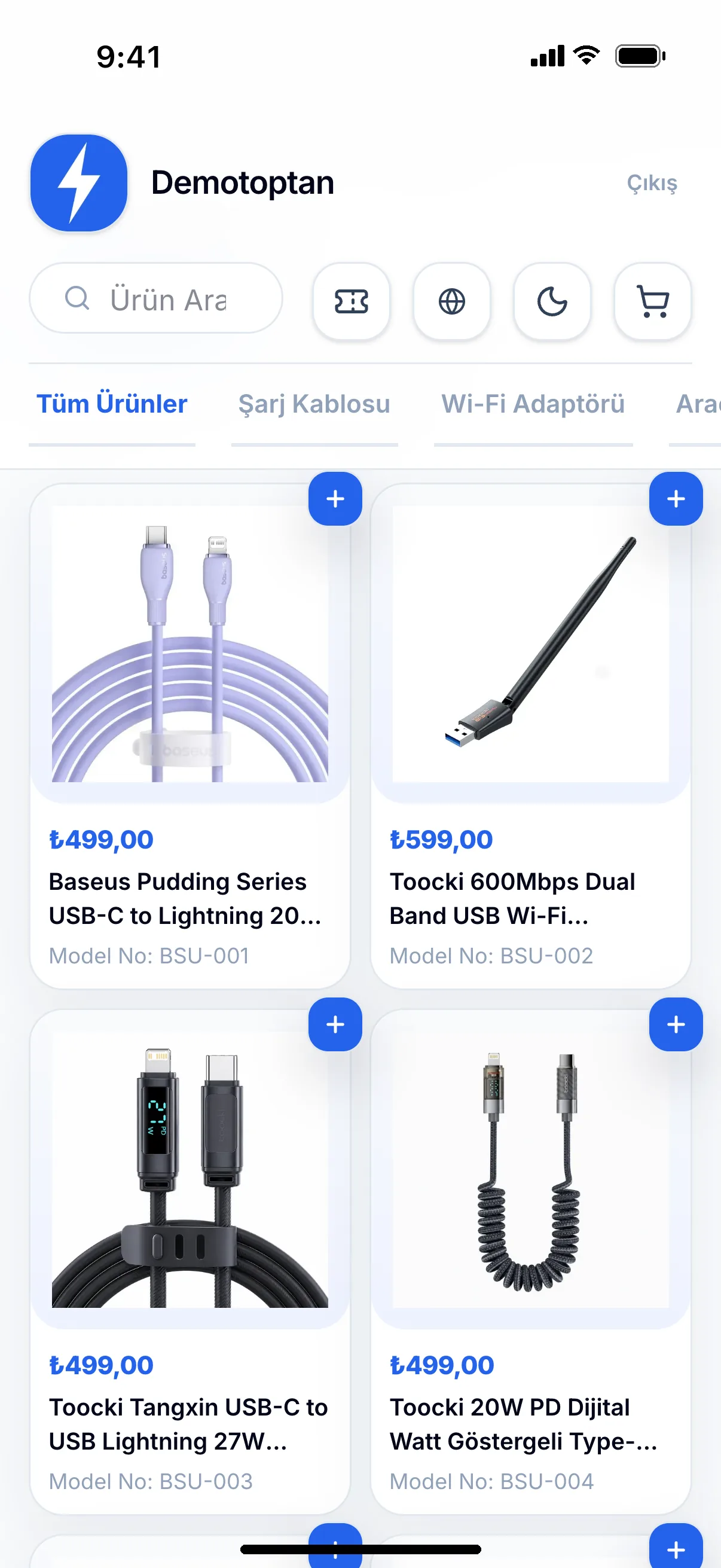 Demo aksesuar toptancısı kataloğunun ürün listesi